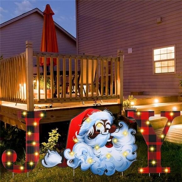 3 Pcs Black Santa African American Christmas Decor LED Joy...